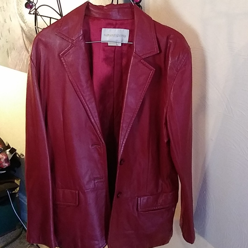 Elegant Red Leather Jacket